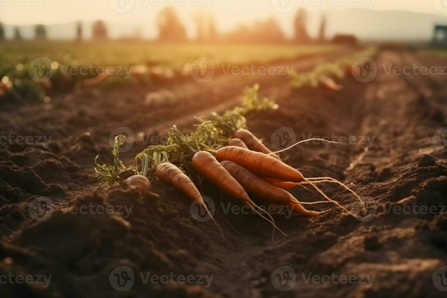 AI generated Ripe carrots harvested at a vegetable farm. carrot harvest and cultivation concept. Neural network AI generated photo