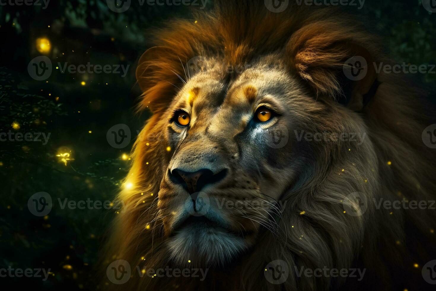 AI generated Close-up of lion, Panthera leo in front of black background. Neural network AI generated photo