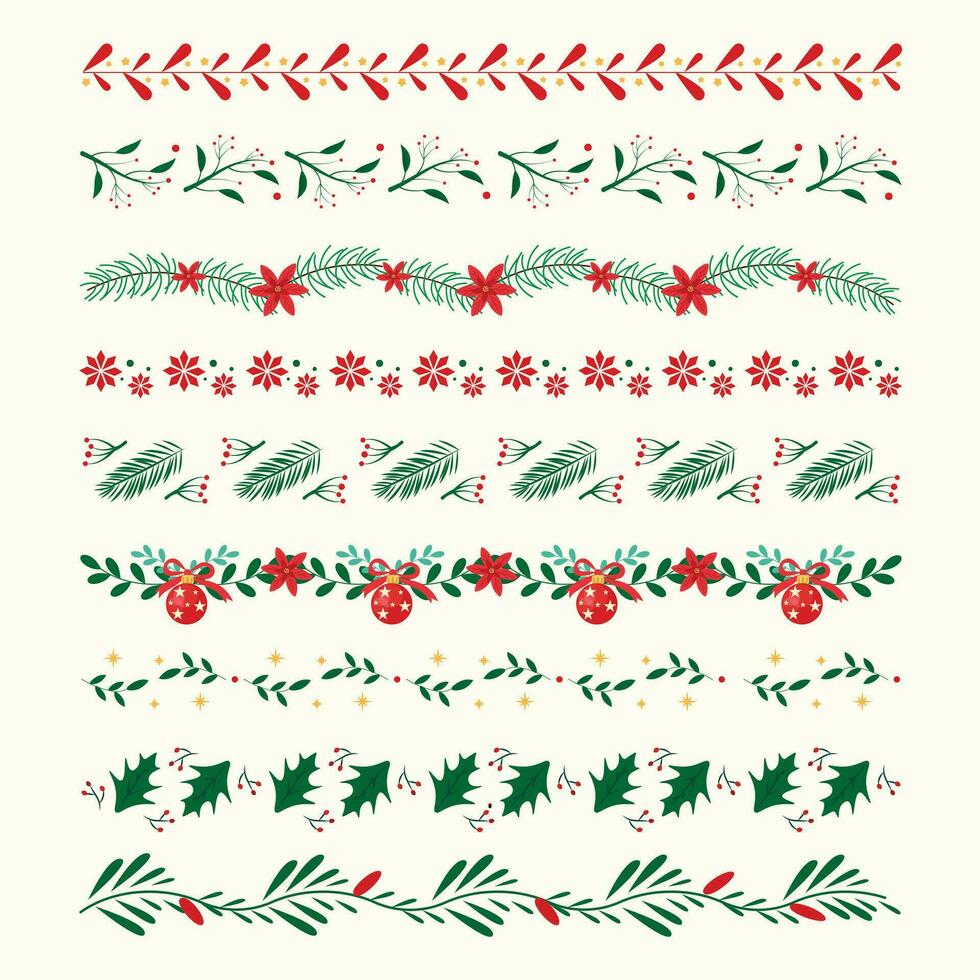 Navidad frontera conjunto diseño vector