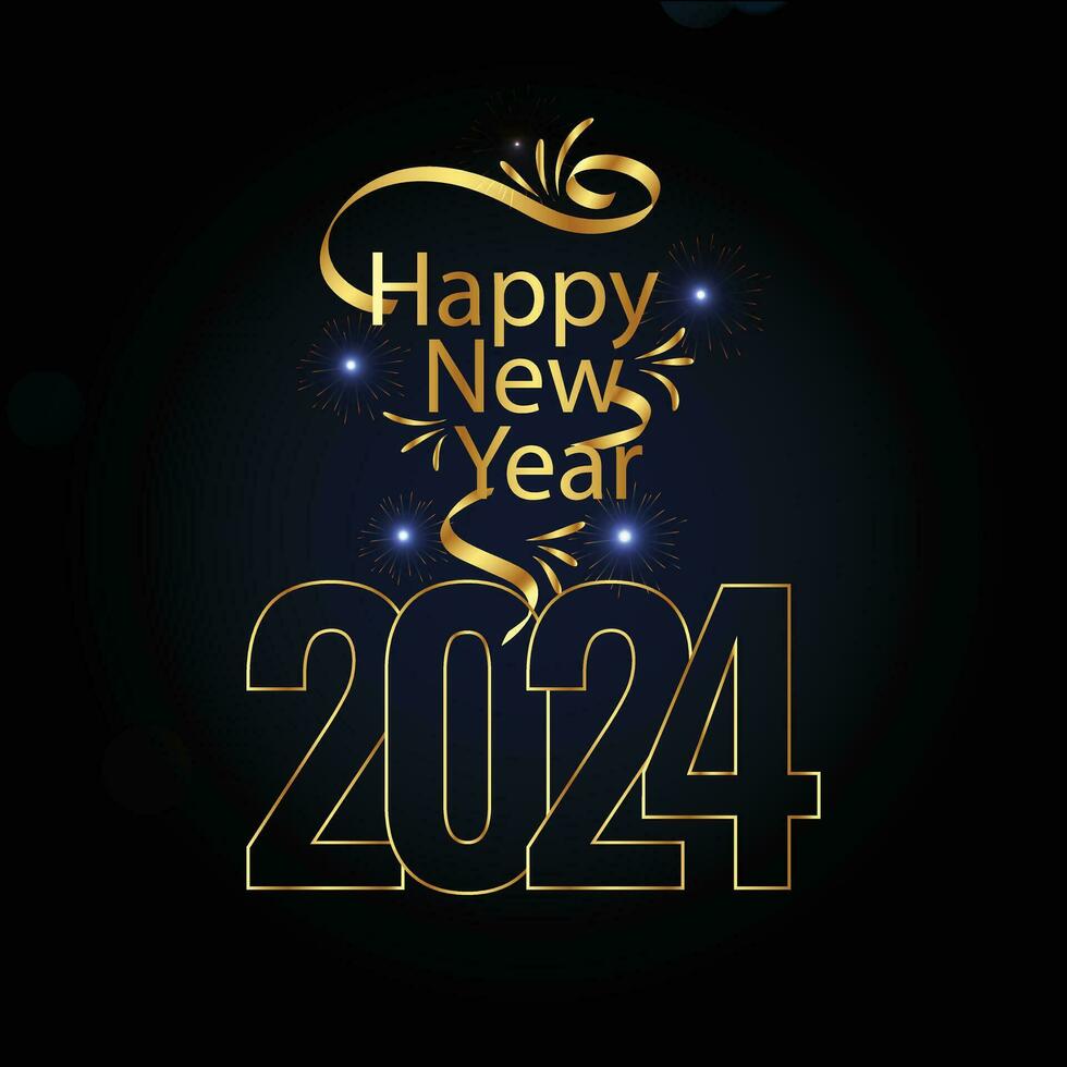 Happy New Year 2024 Background Design. Banner, Poster. Vector Illustration.