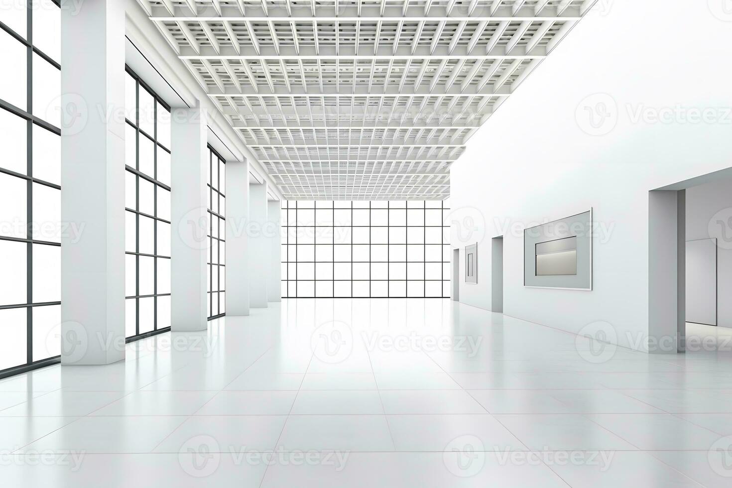 AI generated Empty loft space in gallery. Neural network AI generated photo