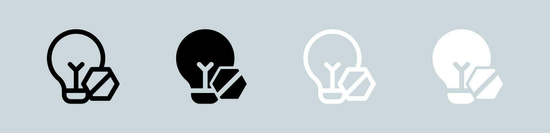 Light off icon set in black and white. Bulb signs vector illustration.