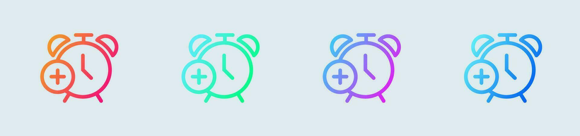 Add alarm line icon in gradient colors. Timer signs vector illustration.