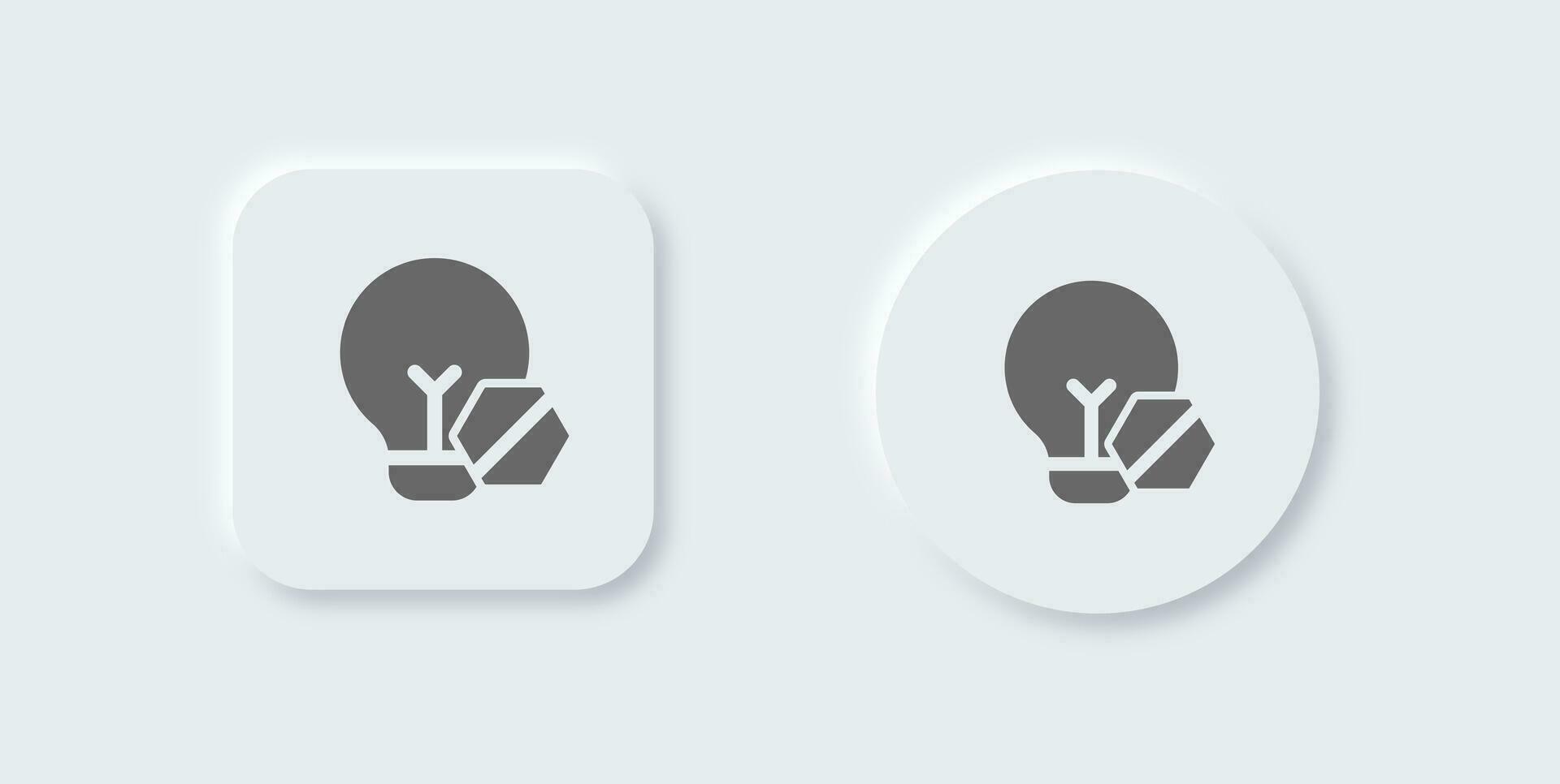 Light off solid icon in neomorphic design style. Bulb signs vector illustration.