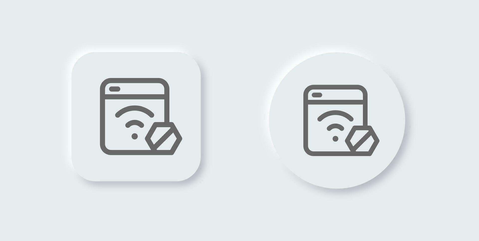 Wifi block line icon in neomorphic design style. Wireless signs vector illustration.