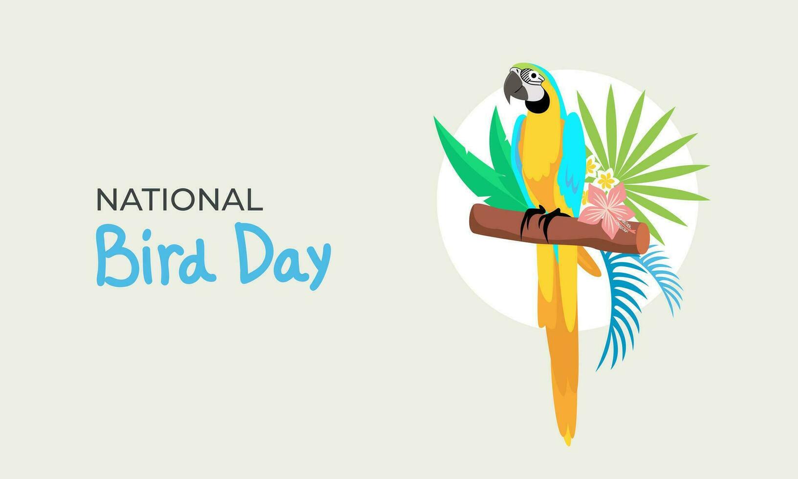 National Bird Day banner. January 5. Holiday concept. Parrot with text inscription. Vector flat illustration