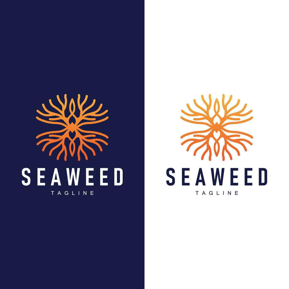 Seaweed Logo Design Underwater Plant Illustration Template vector
