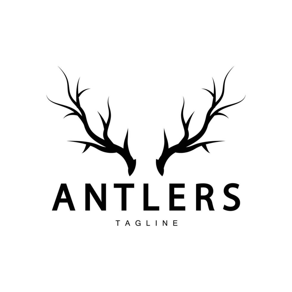 Deer Antlers Logo Design Hunter Antlers Forest Animal Symbol Illustration vector