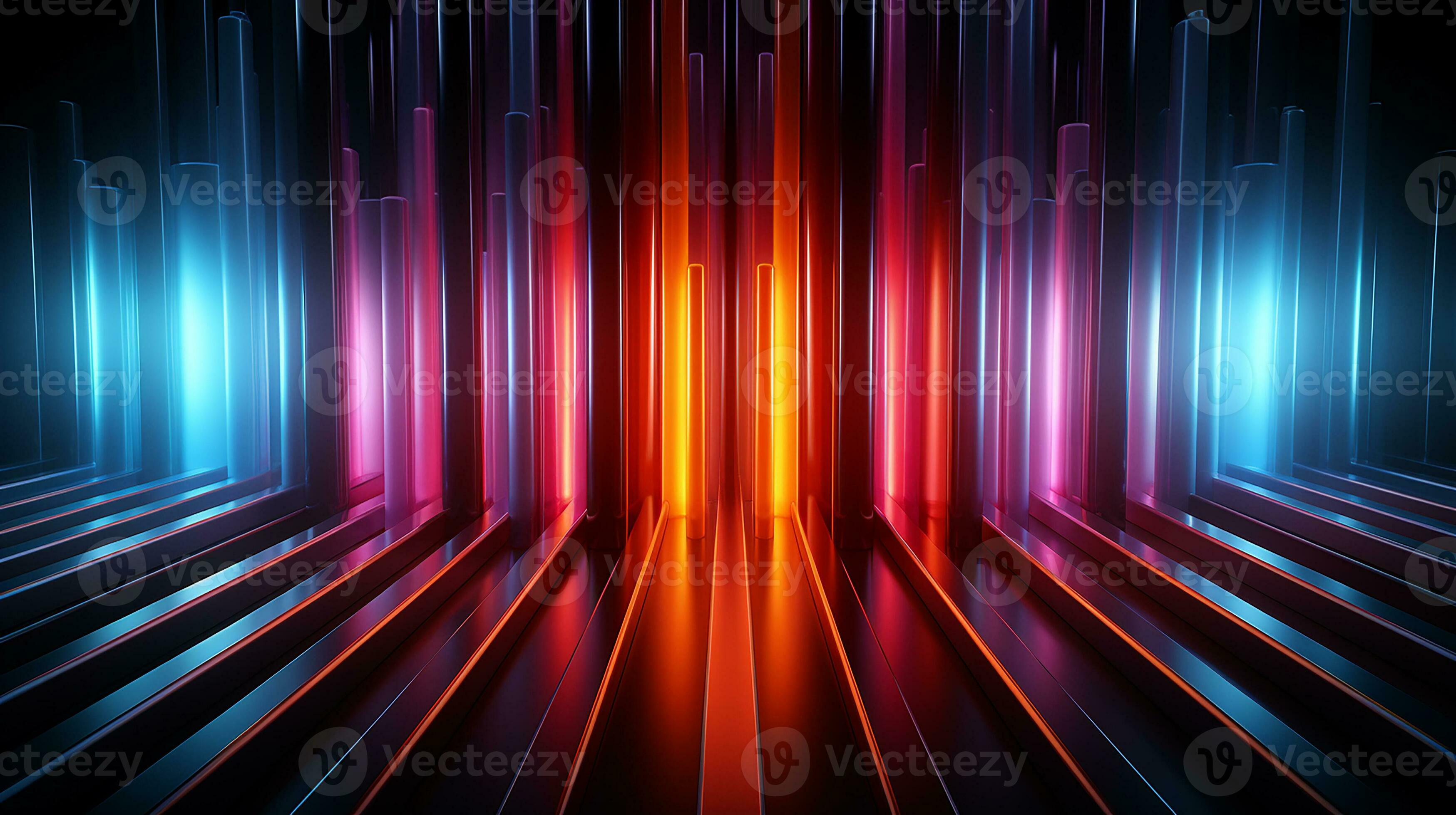 AI generated Abstract colorful neon lights on black background