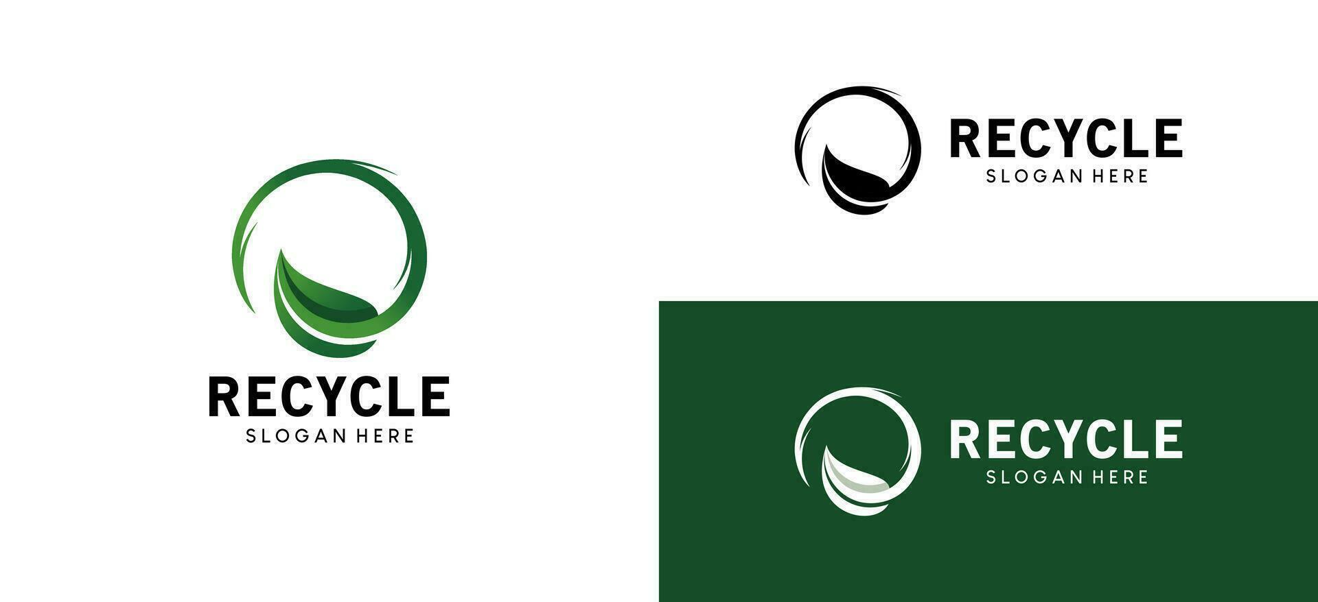 Green leaf circle recycling logo, ecology icon design environment vector