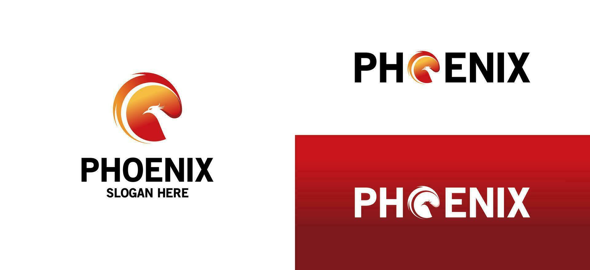 Phoenix bird logo template, modern abstract fire bird vector illustration