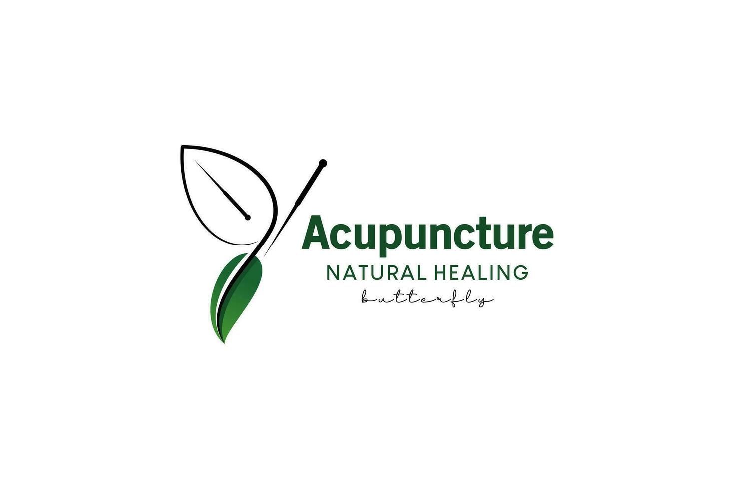 Butterfly acupuncture logo design, natural acupuncture treatment and healing logo vector