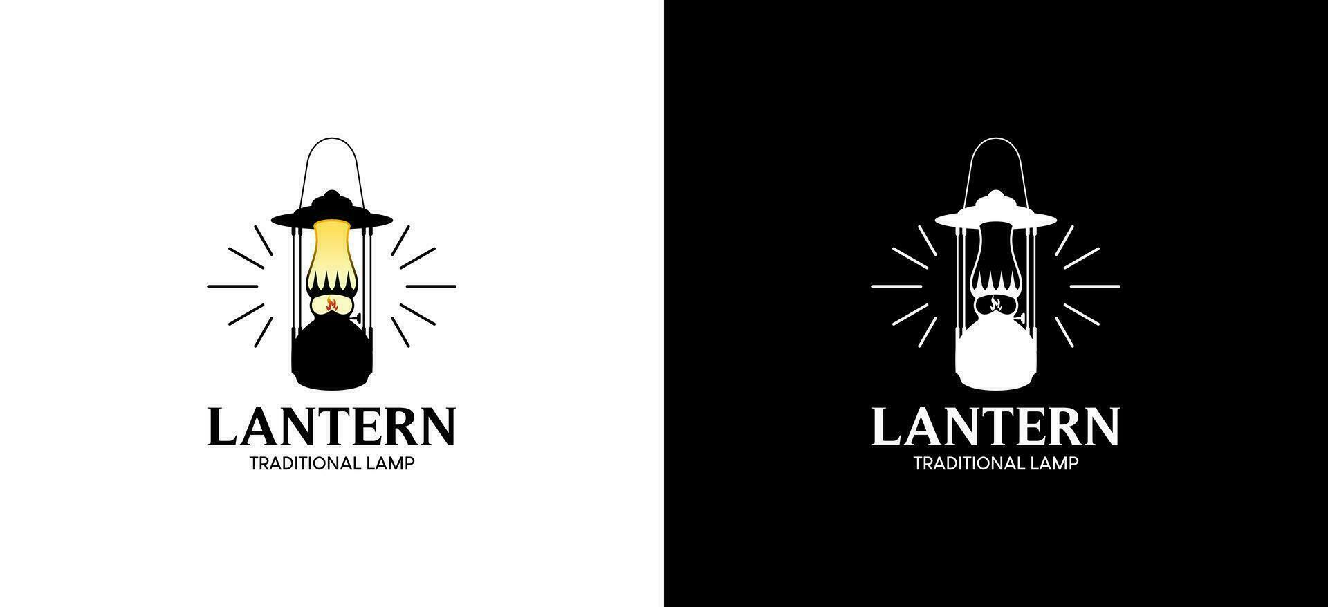 Traditional lantern logo design, classic ancient fire lamp logo vector illustration
