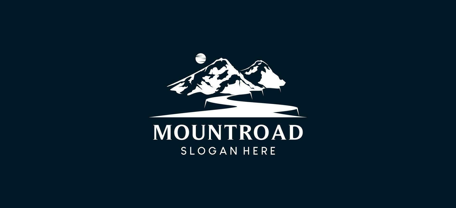 Winding road mountain logo design vector illustration
