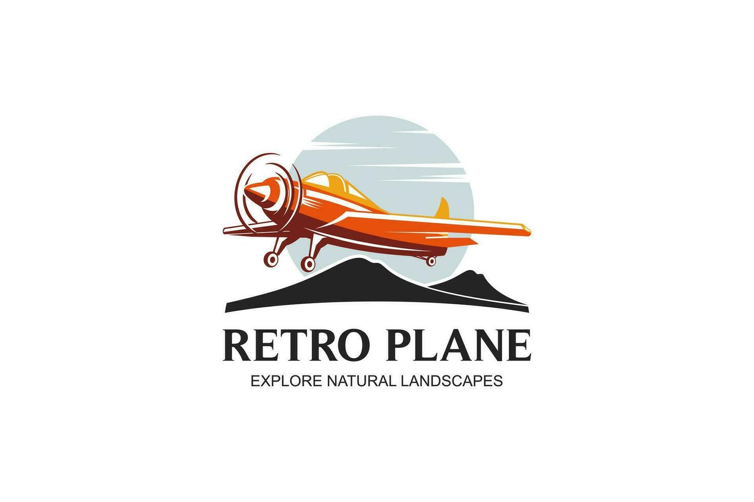 Vintage airplane logo design. Retro grunge airplane nature explorer flight symbol vector