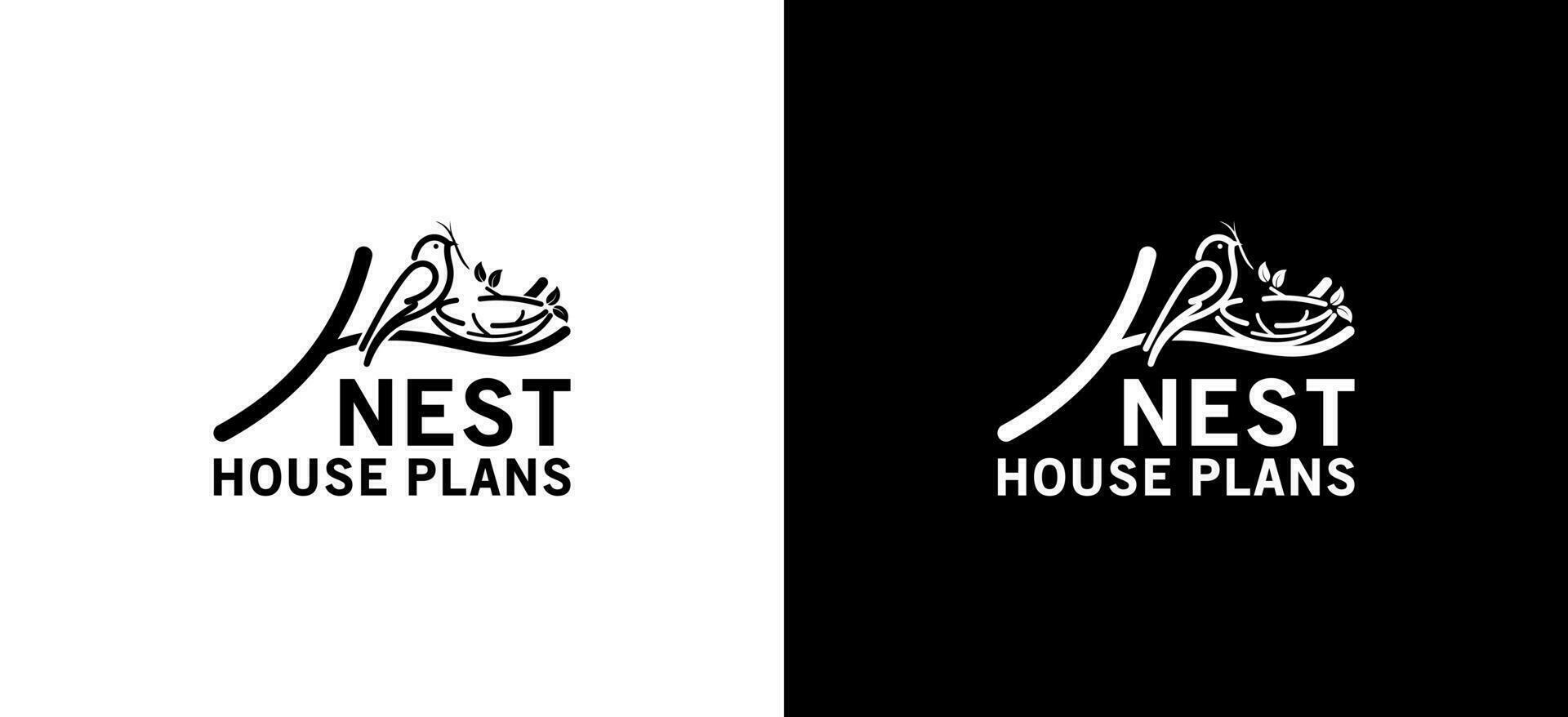 Modern abstract bird nest logo design, bird house logo vector illustration