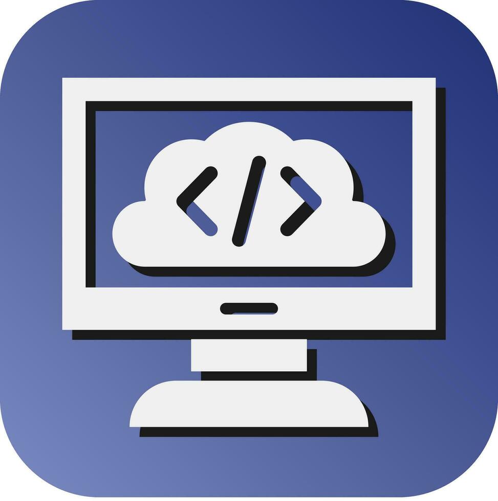 Cloud Coding  Vector Glyph Gradient Background Icon For Personal And Commercial Use.