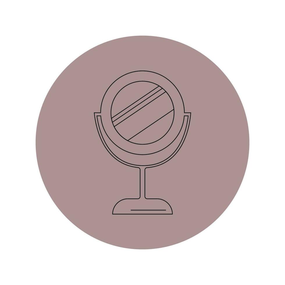 Vector icon mirror on a pink circle on a white background.