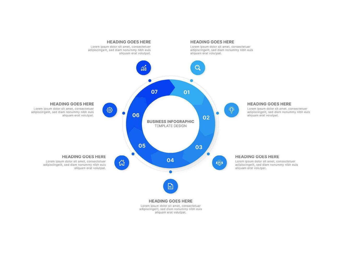 circulo redondo infografía diseño modelo con Siete opciones vector