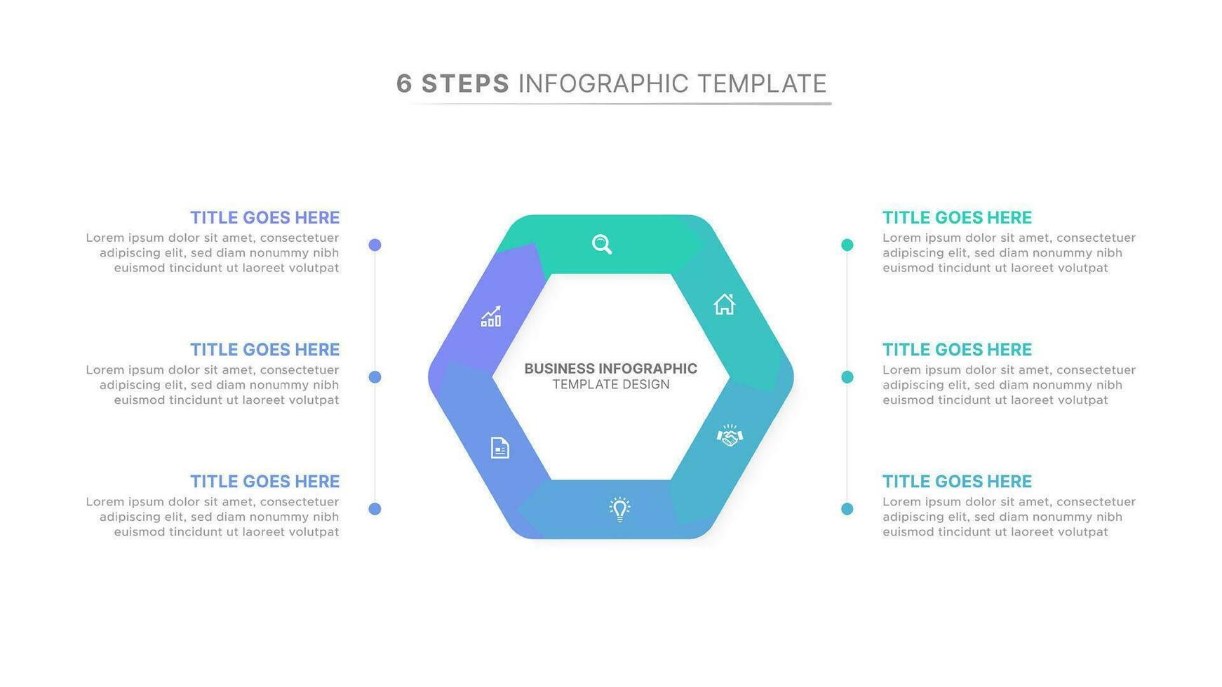 Hexagonal Infographic Design Template with Six Options vector