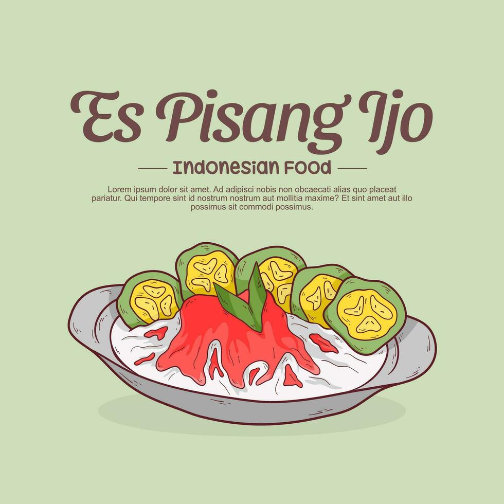 Hand drawn es pisang ijo illustration vector