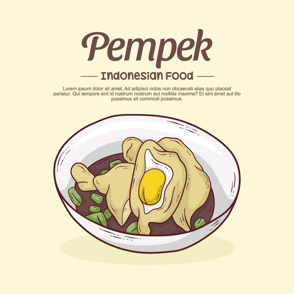 mano dibujado pempek palembang ilustración vector