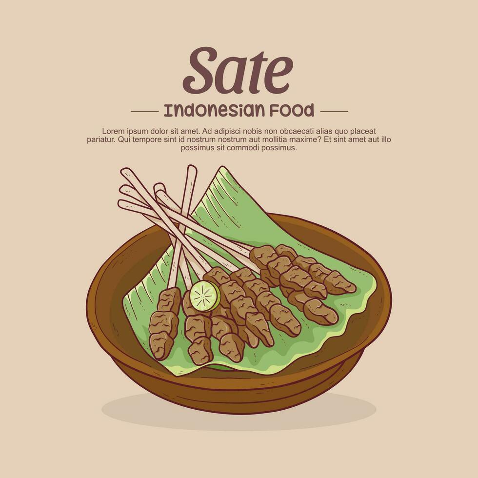 Hand drawn satay illustration vector