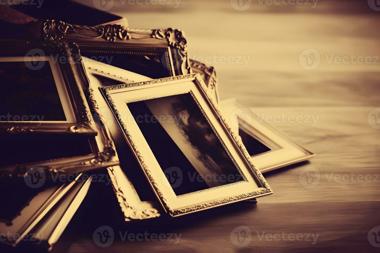 AI generated Vintage picture frames. Neural network AI generated photo