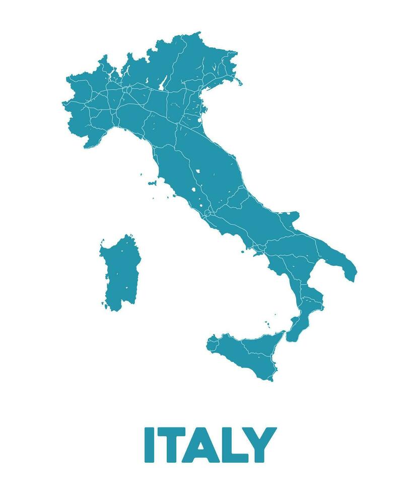 Detailed Italy Map Design vector
