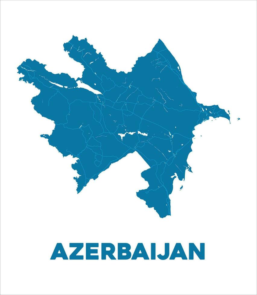 Detailed Azerbaijan Map Design vector