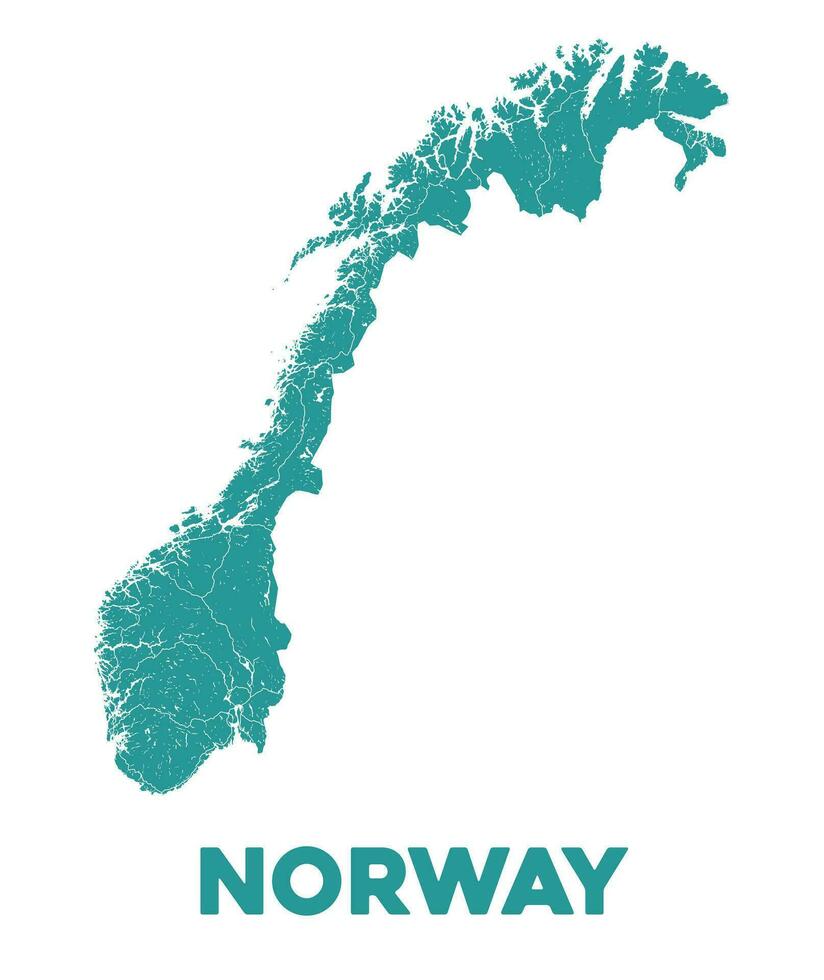 Detailed Norway Map Design vector