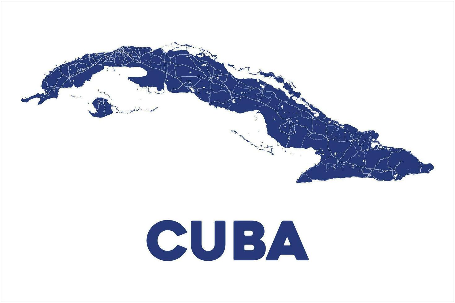 Detailed Cuba Map Design vector