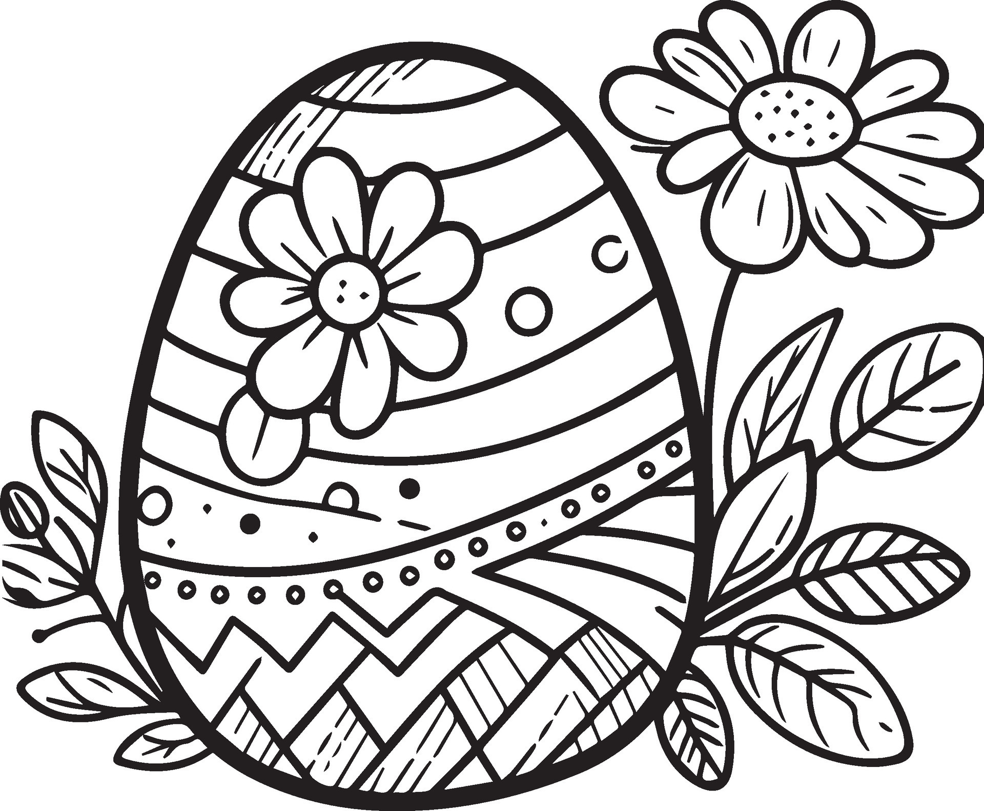 Flower Frenzy Bunny, Eggs Coloring Adventures cute easy easter coloring