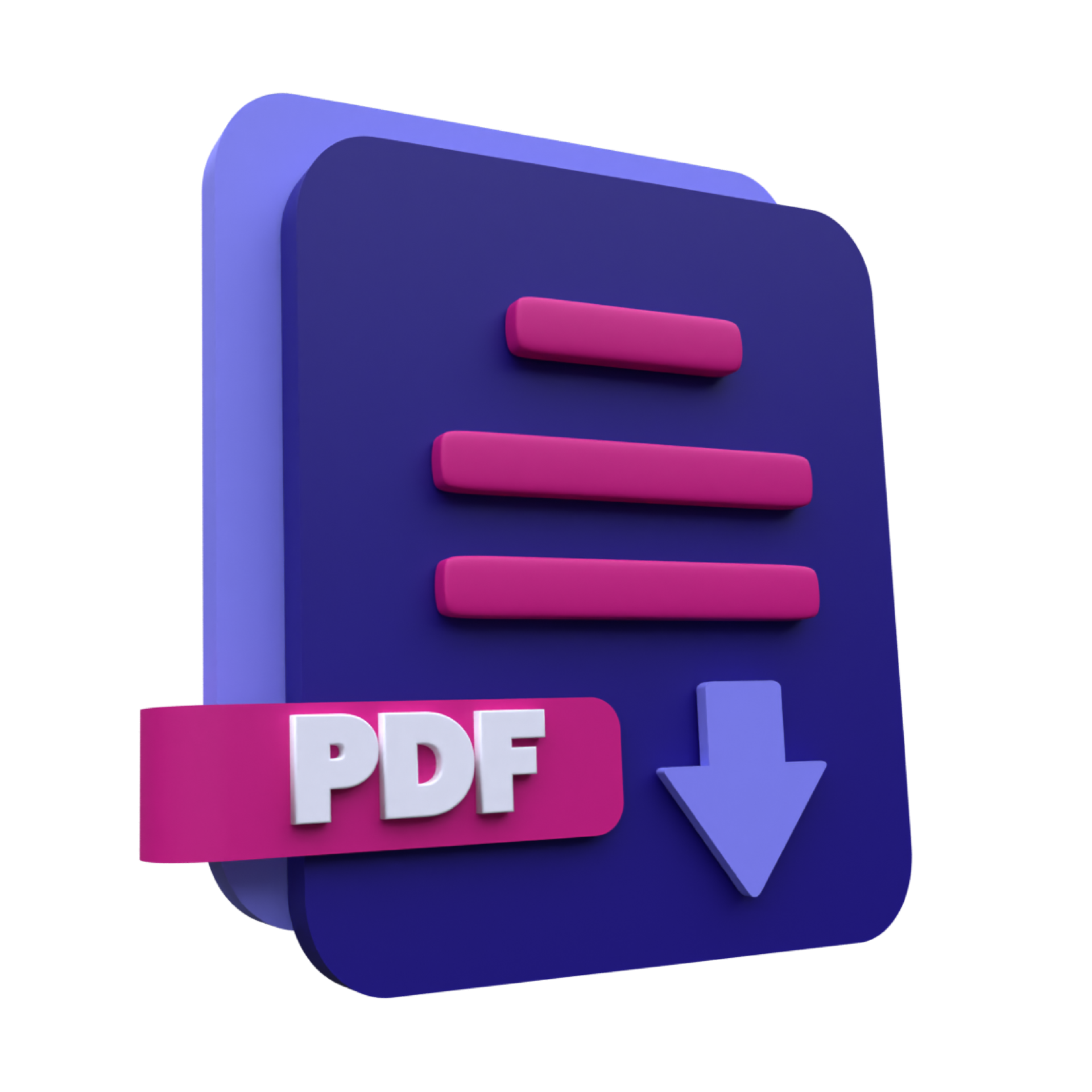 unique 3d rendering download pdf file icon simple.Realistic vector