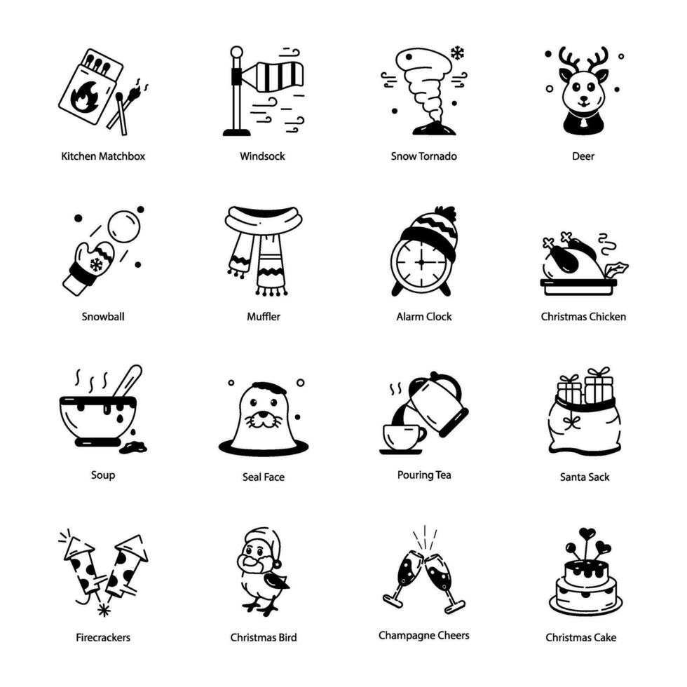 Pack of Winter Event Linear Icons vector