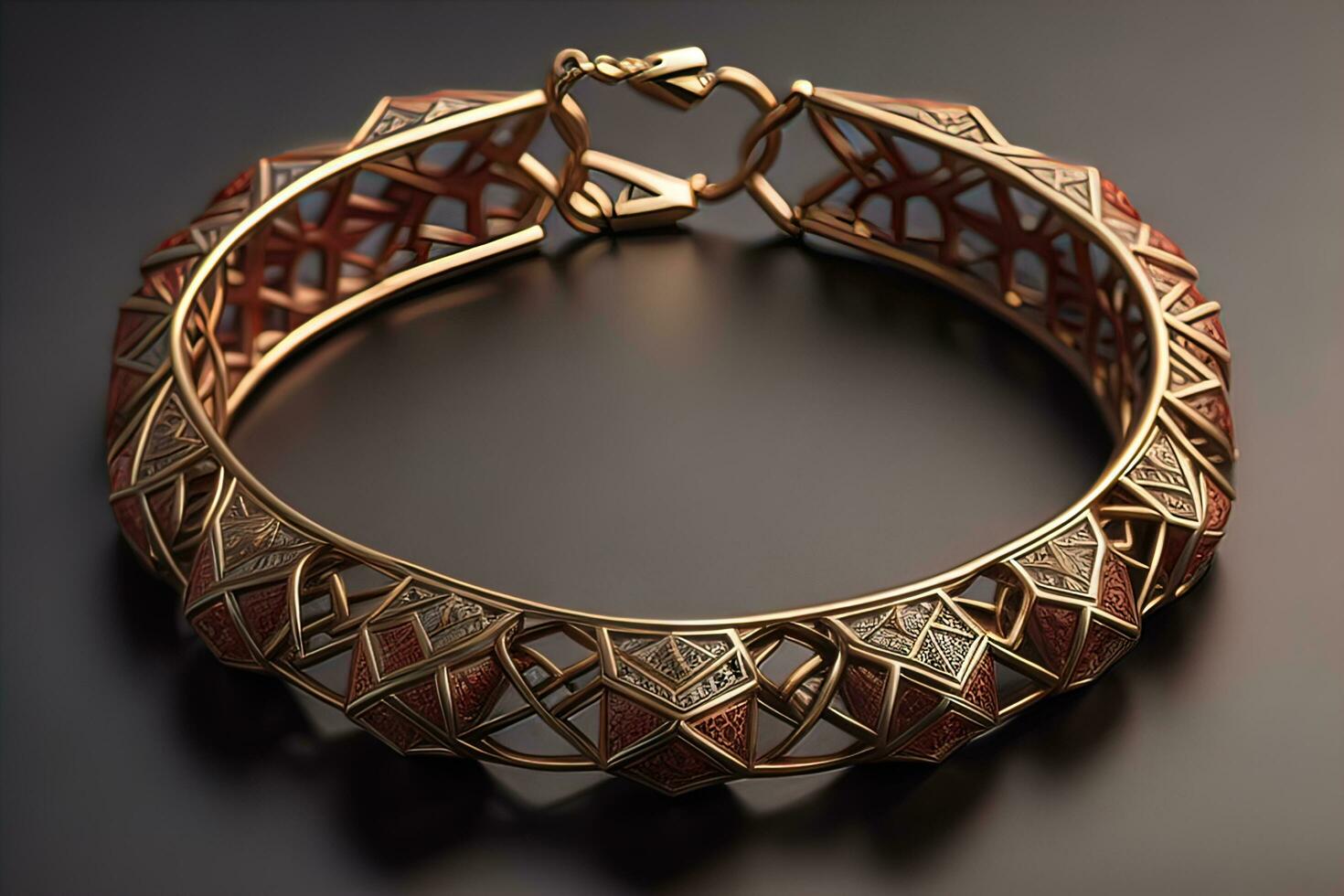 AI generated Jewelry Bracelet with precious stones on a gray background. Studio shot. ai generative photo