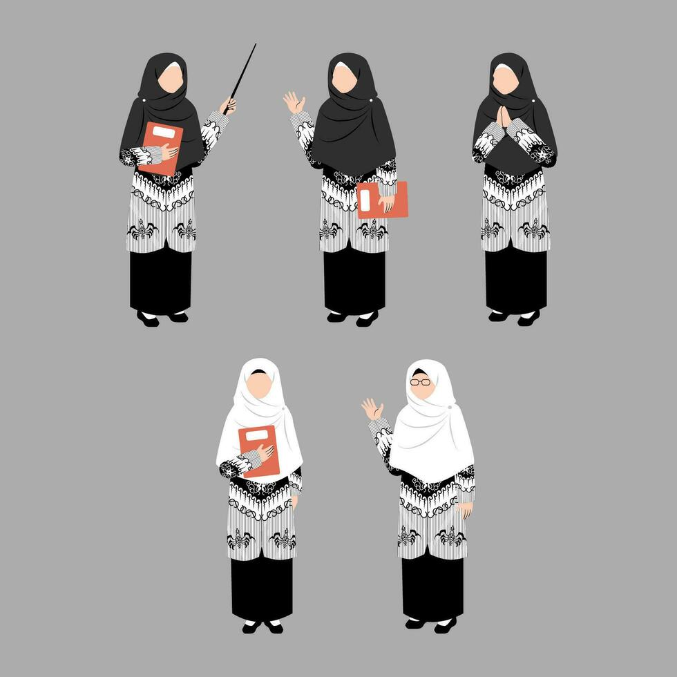 Indonesian Teacher Wear PGRI Uniform vector