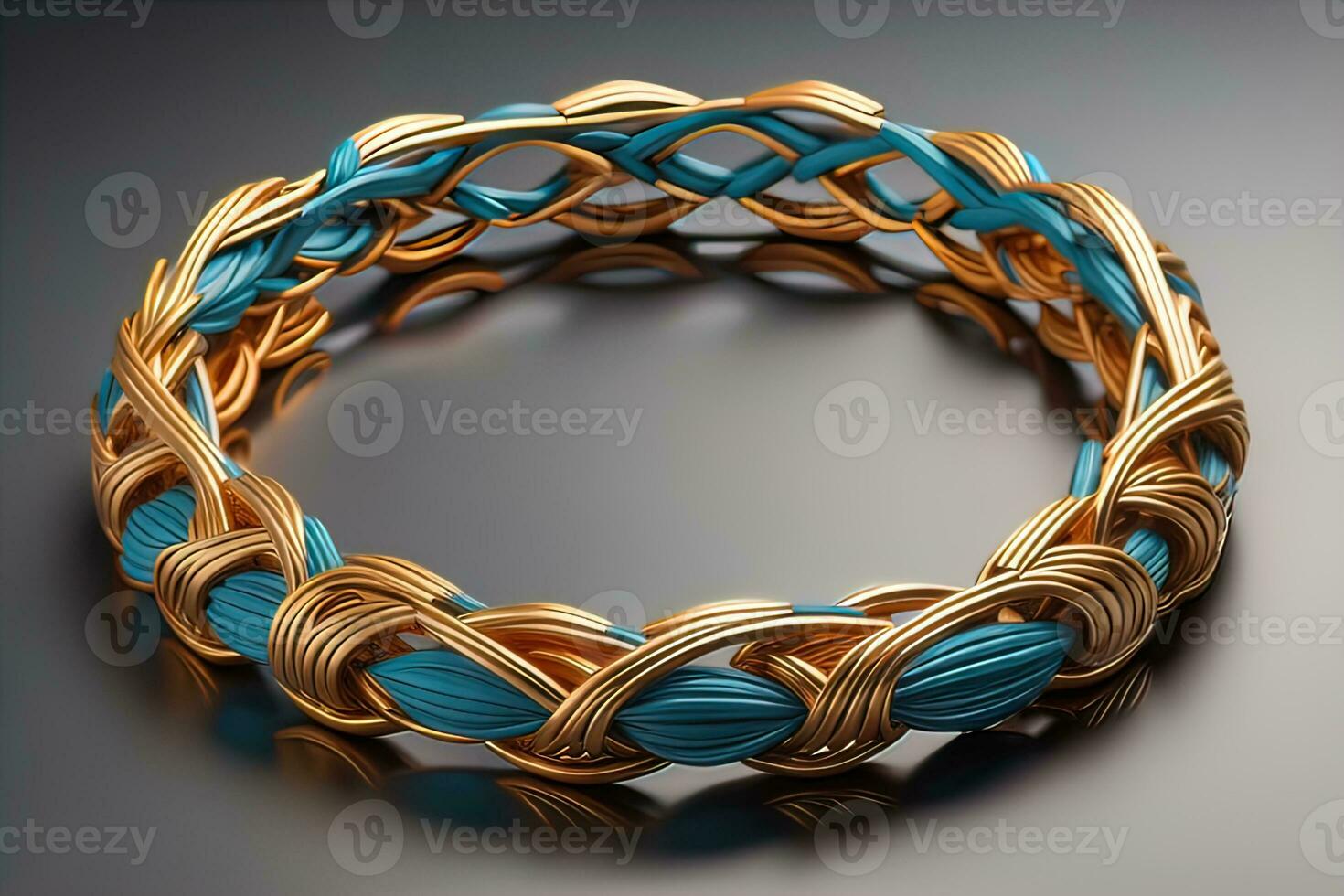 AI generated Jewelry Bracelet with precious stones on a gray background. Studio shot. ai generative photo
