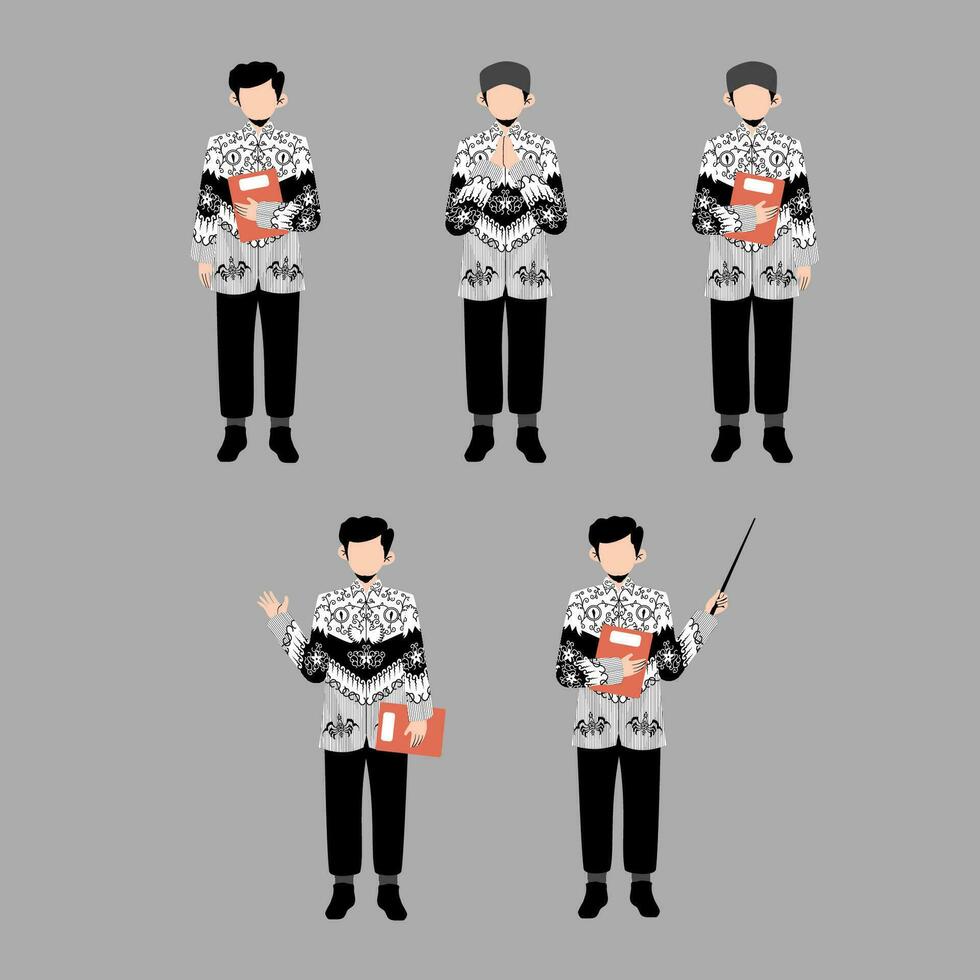 Indonesian Teacher Wear PGRI Uniform vector