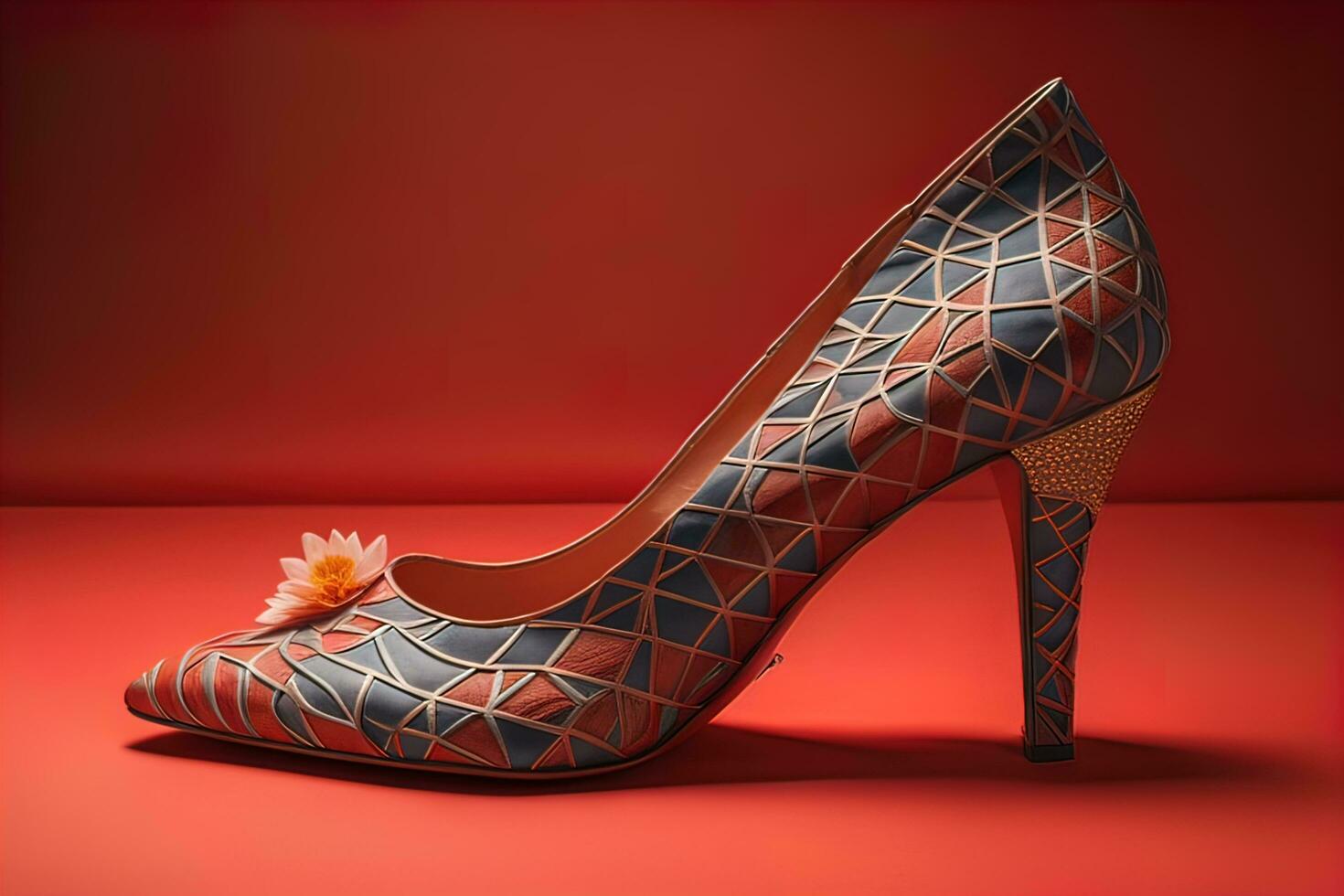 AI generated High heel women shoes on a solid colour background. ai generative photo