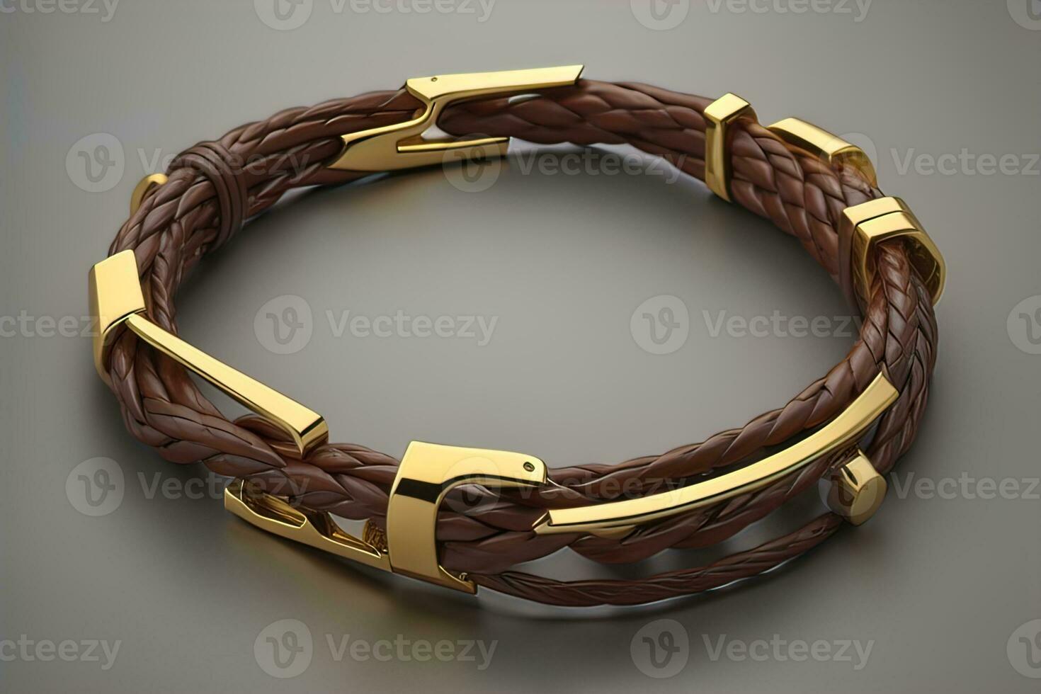 AI generated Jewelry Bracelet with precious stones on a gray background. Studio shot. ai generative photo