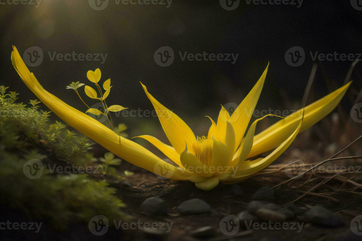 AI generated Beautiful yellow flower in the garden. Soft focus and shallow DOF. generative ai photo