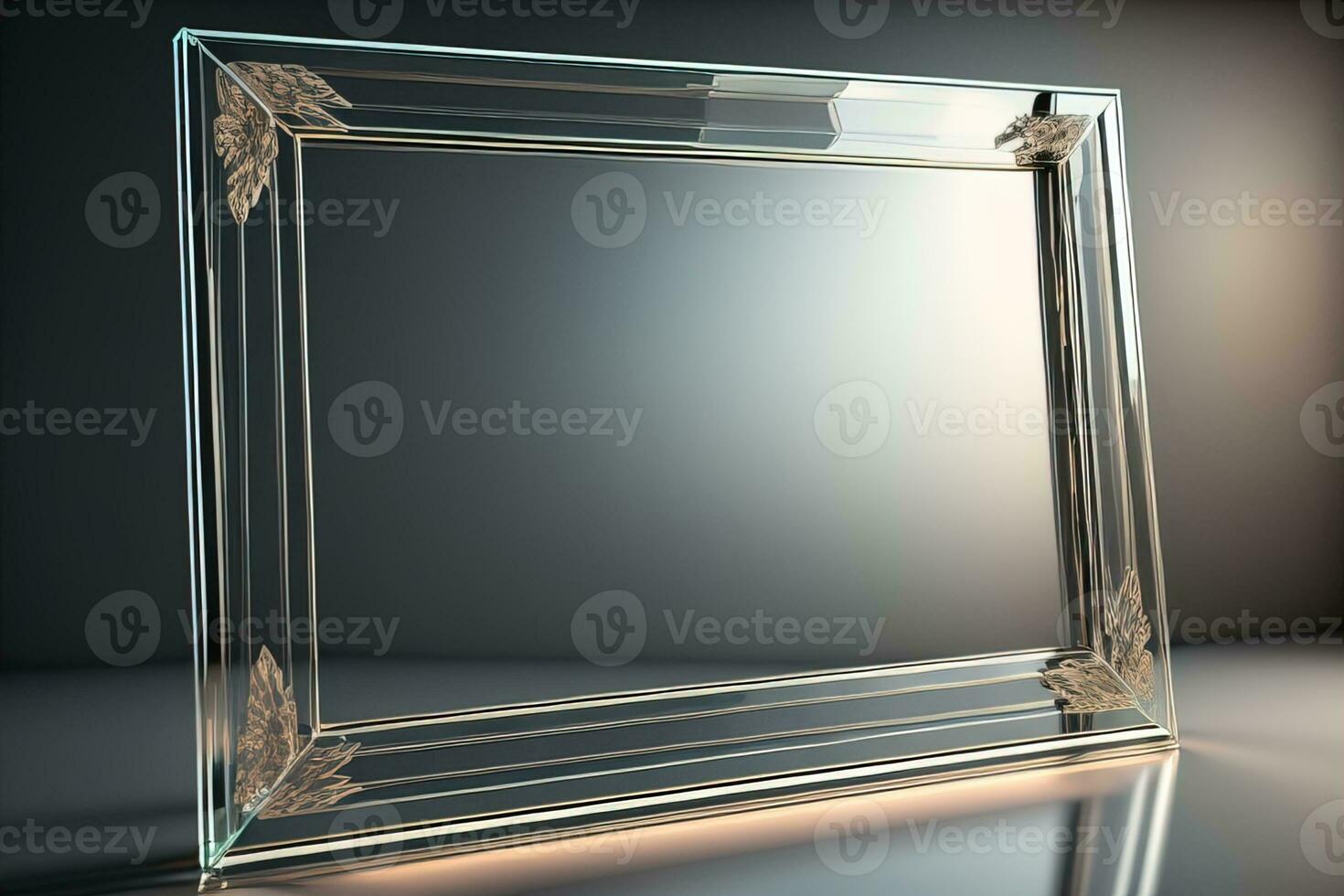 AI generated Glass picture frame on a solid color background. ai generative photo