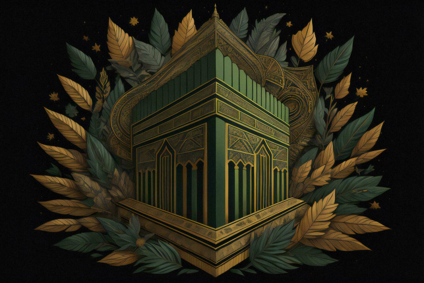 AI generated Illustration of islamic holy Kaaba. generative ai photo