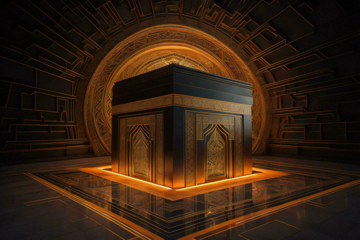 AI generated Kaaba- holy place of Muslims.  public item of all muslims. generative ai photo