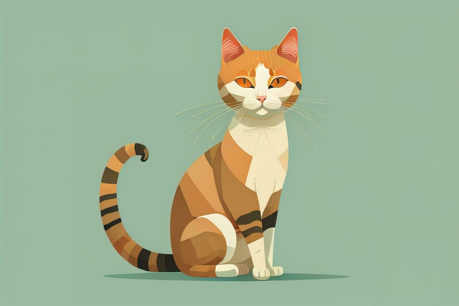 AI generated Cute cat sitting on the floor. Vector illustration in retro style. ai generative photo