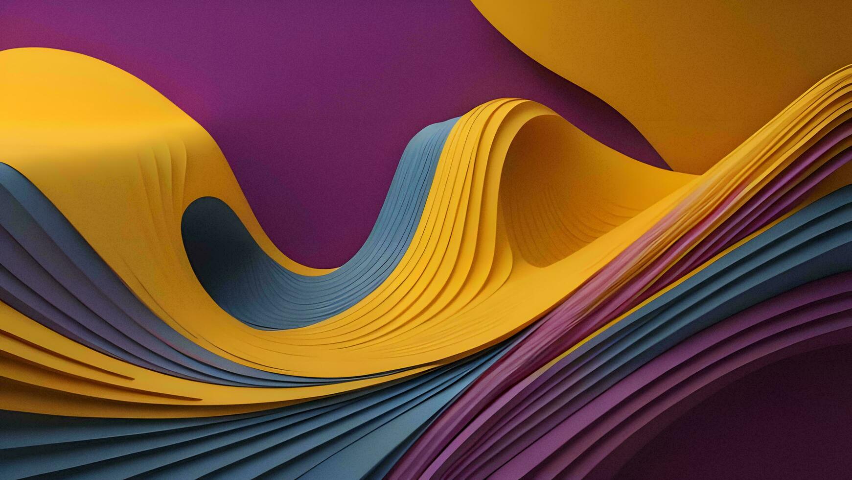 AI generated Abstract curved paper layers. Colorful background. generative ai photo