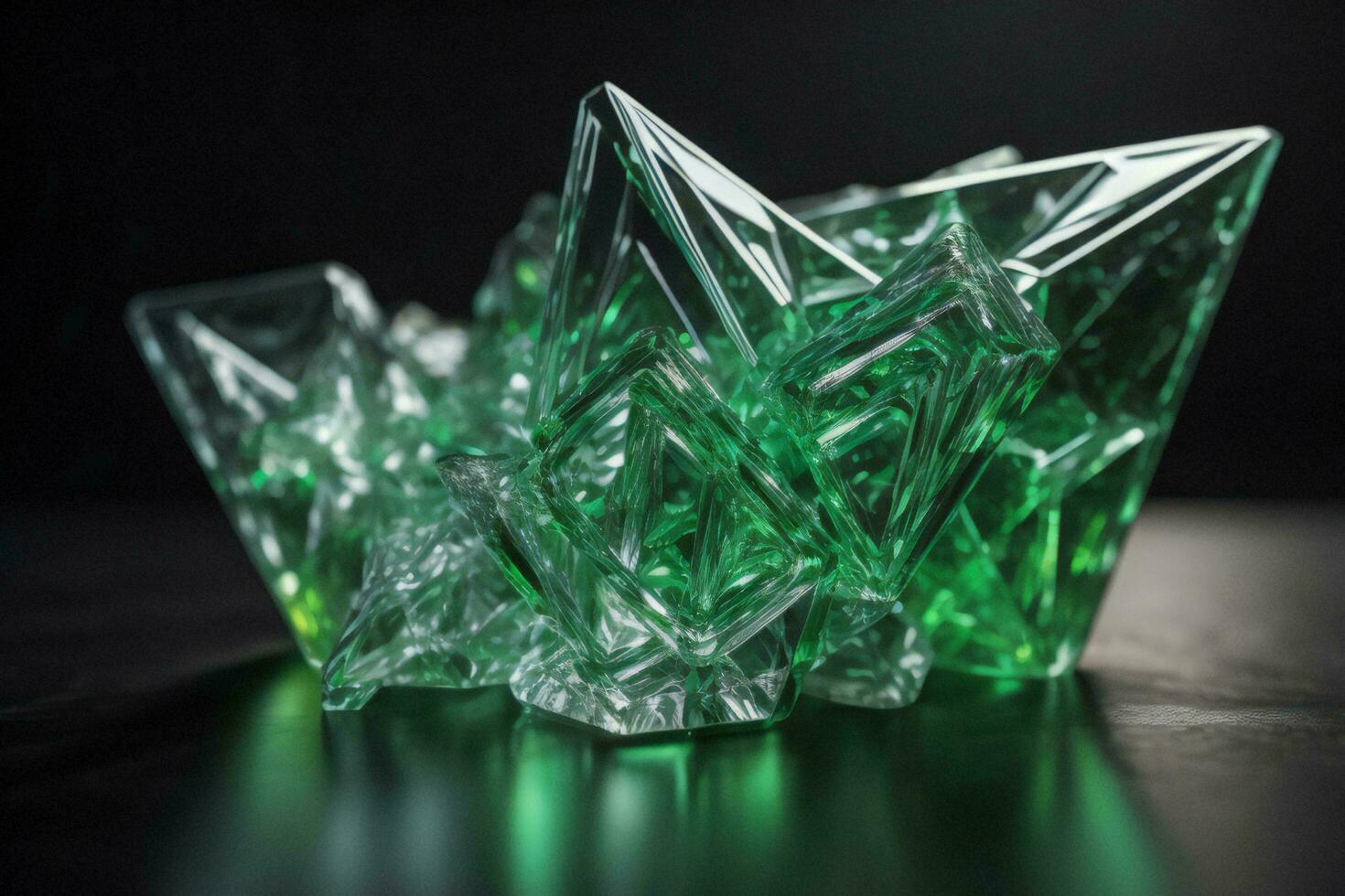 AI generated Green crystal on a black background. ai generated photo