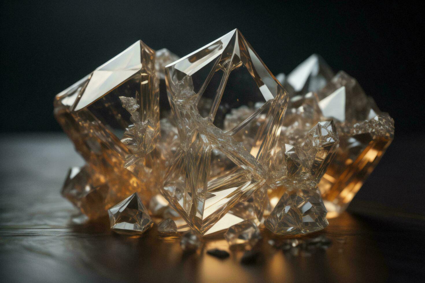 AI generated crystal on a black background, close-up, macro photo. generative ai photo