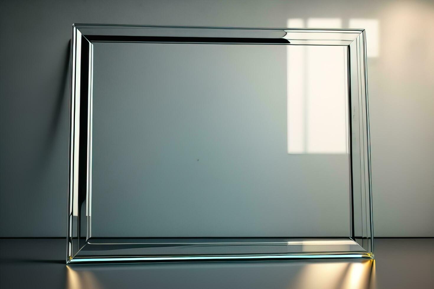 AI generated Glass picture frame on a solid color background. ai generative photo